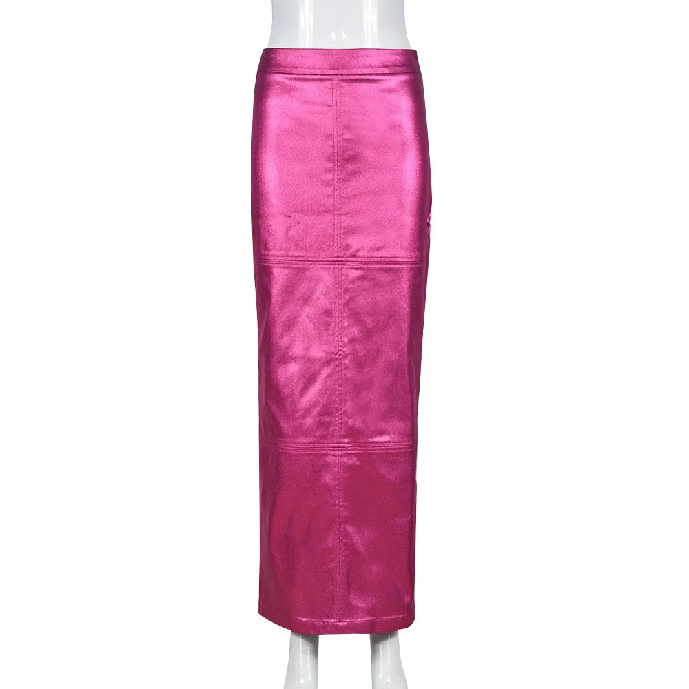 High Waist Metallic Hue Maxi Skirt - Culture Heaven Special