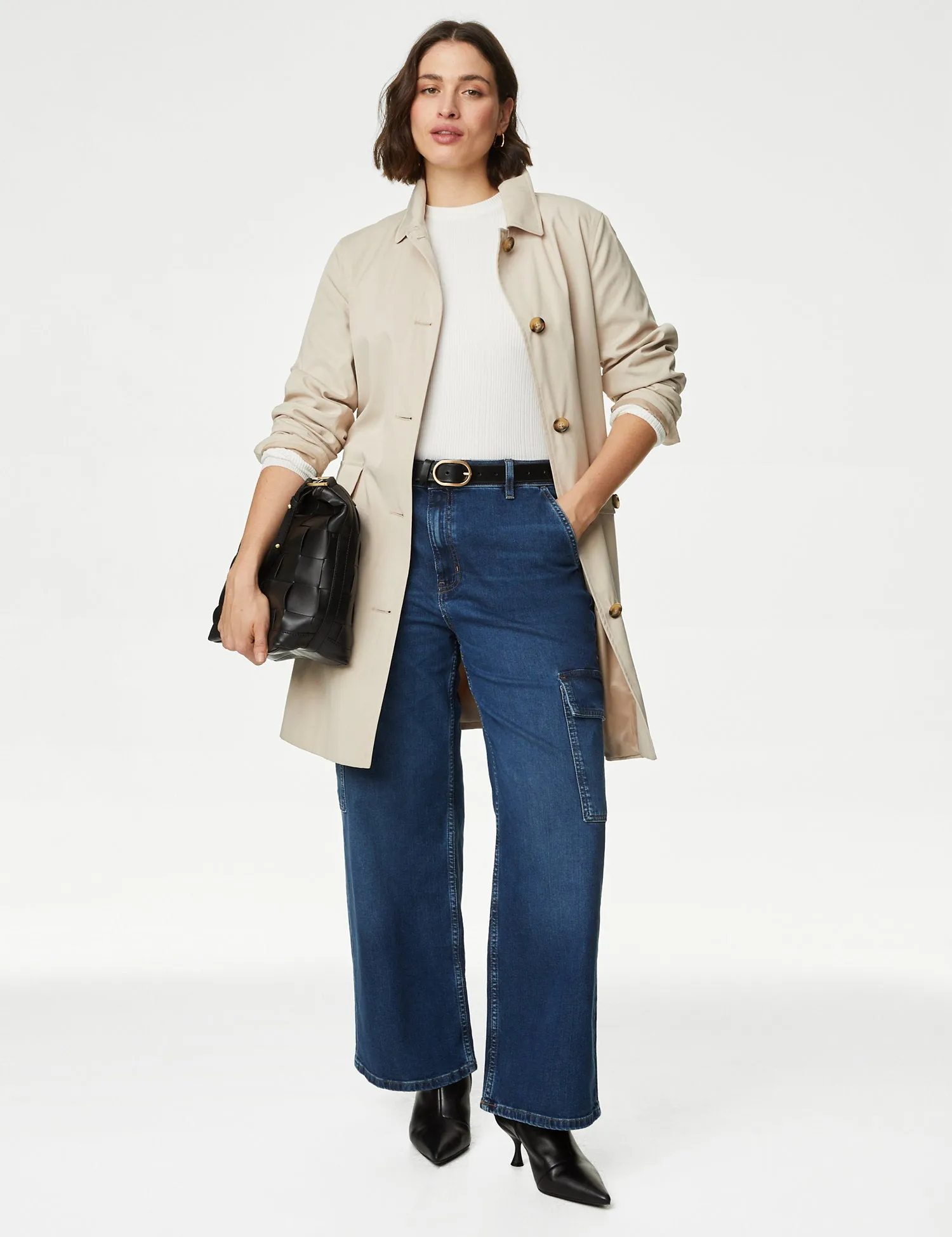 High Waisted Wide Leg Cargo Jeans