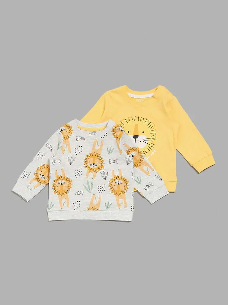 HOP Baby Multicolour Lion Printed T-Shirts - Pack of 2