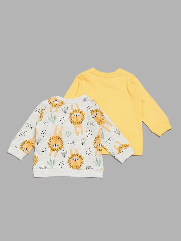 HOP Baby Multicolour Lion Printed T-Shirts - Pack of 2