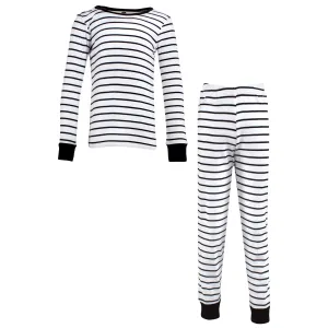 Hudson Baby Cotton Pajama Set, White Black Stripe