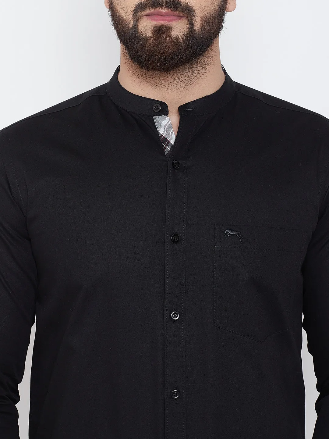 JUMP USA Men Black Solid Cotton Casual Shirts