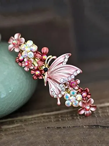 Kairangi Hair Clips for Women Girls Barrette Hair Clips for Women Hair Accessories for Women Butterfly Clips for Women Red French Barrette Hair Clips for Women and Girls Gift For Women & Girls