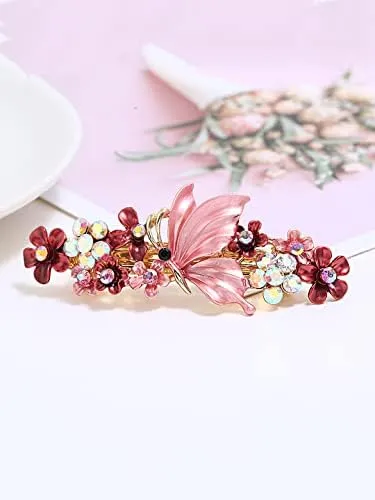 Kairangi Hair Clips for Women Girls Barrette Hair Clips for Women Hair Accessories for Women Butterfly Clips for Women Red French Barrette Hair Clips for Women and Girls Gift For Women & Girls