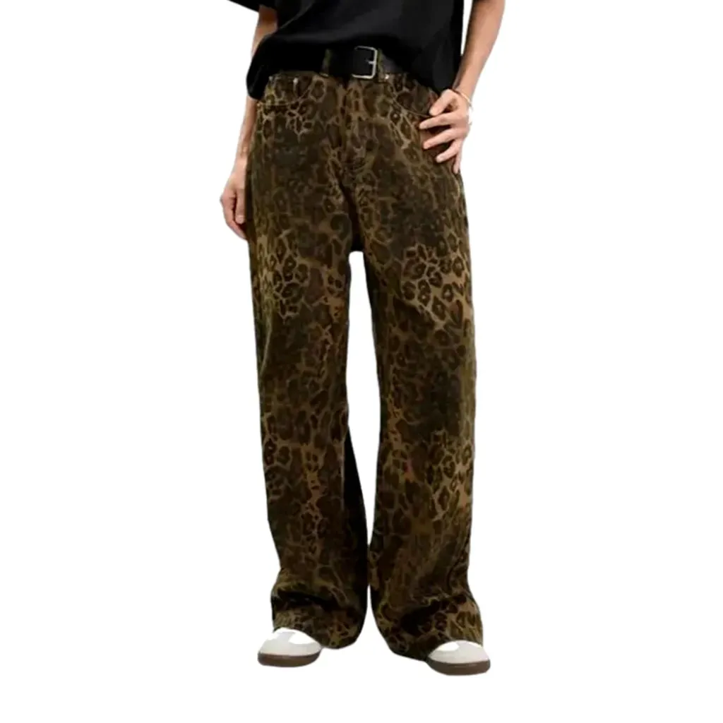 Leopard-print baggy jeans
 for women