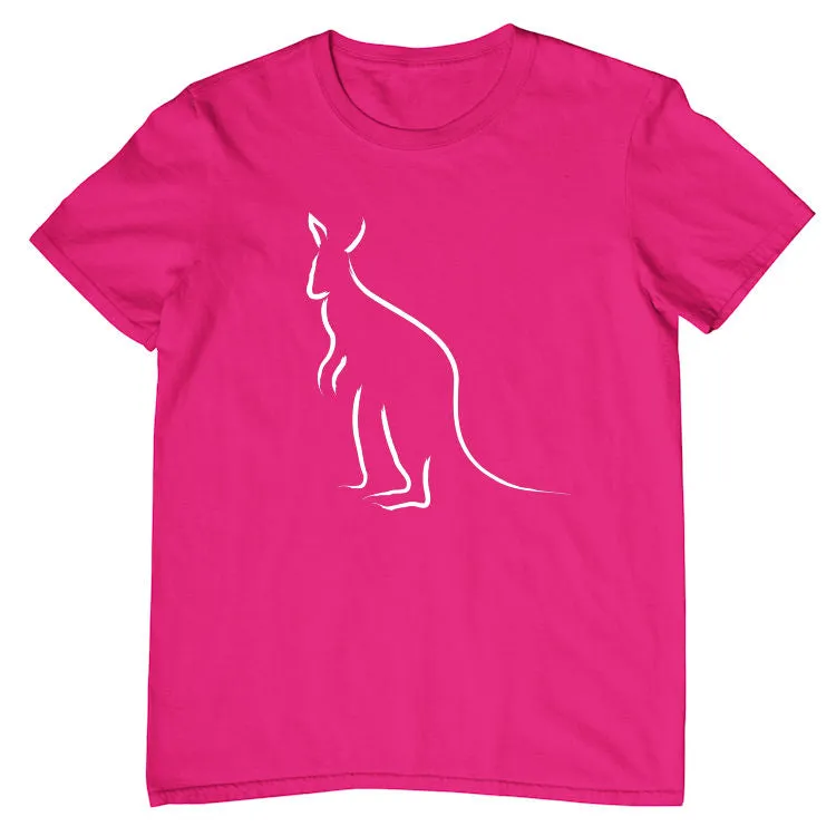 Line Art Kangaroo Childrens T-Shirt (Colour Choices)