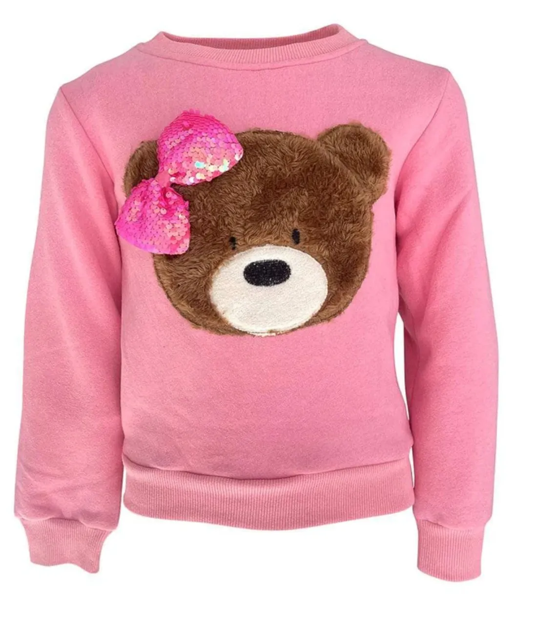 Lola and The Boys Girls Teddy Bear BOW Sweatshirt