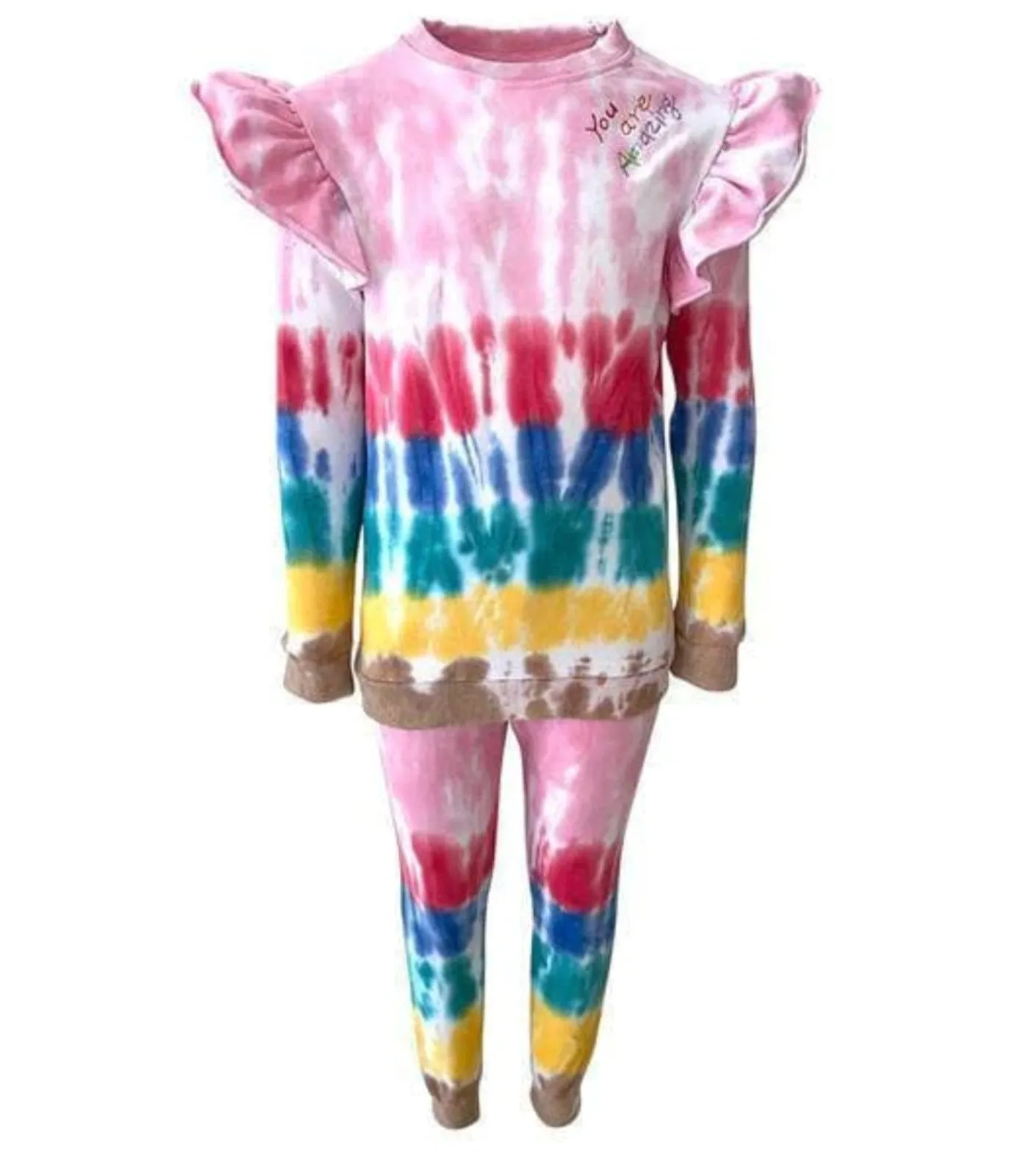 Lola and The Boys Girls YOU ARE AMAZING Tie Dye Jogger Set