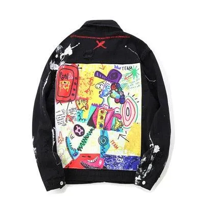 Men Graffiti Jean Jacket