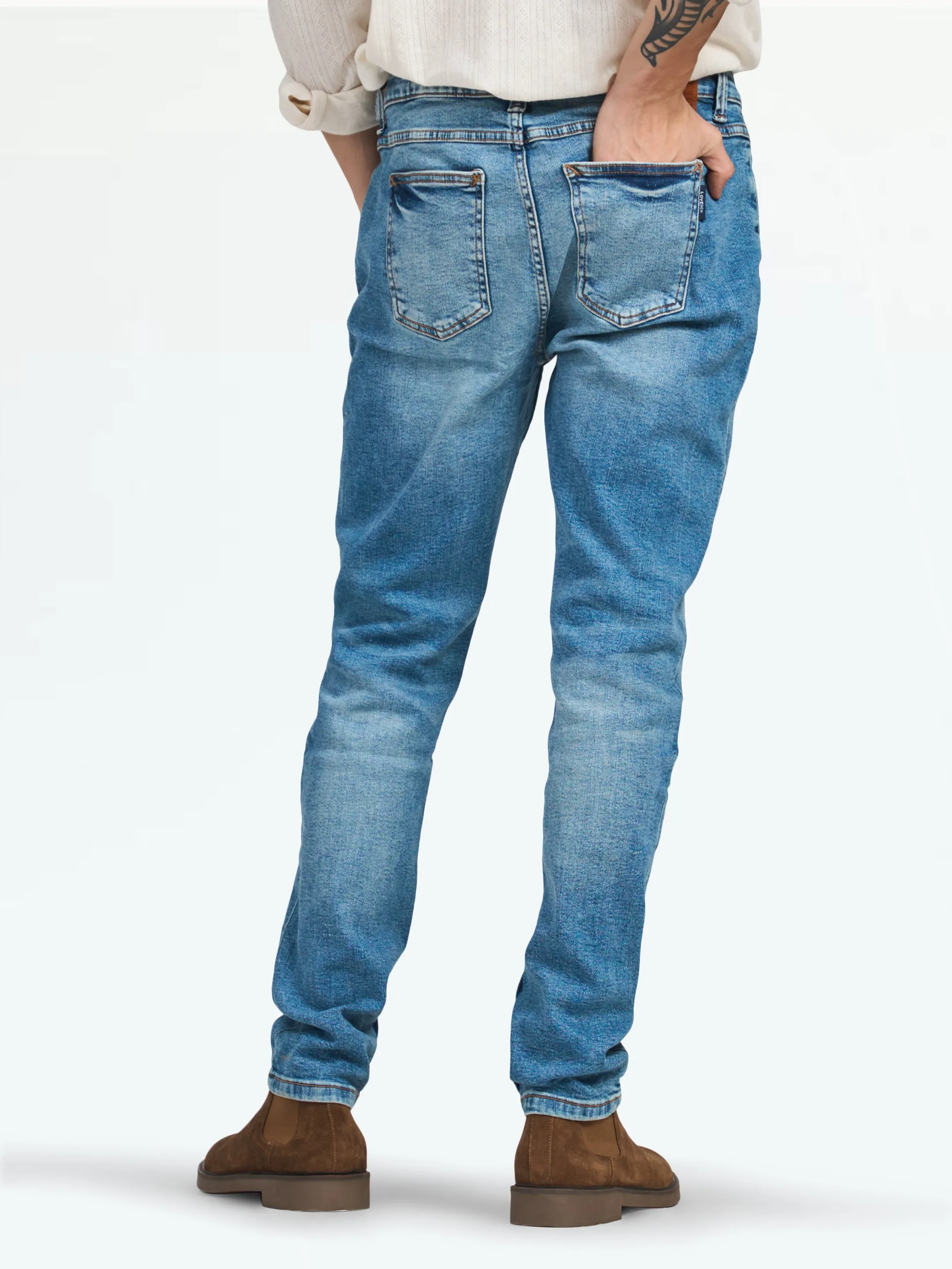 Men Mid Blue Arnold Comfort Slim Fit Jeans