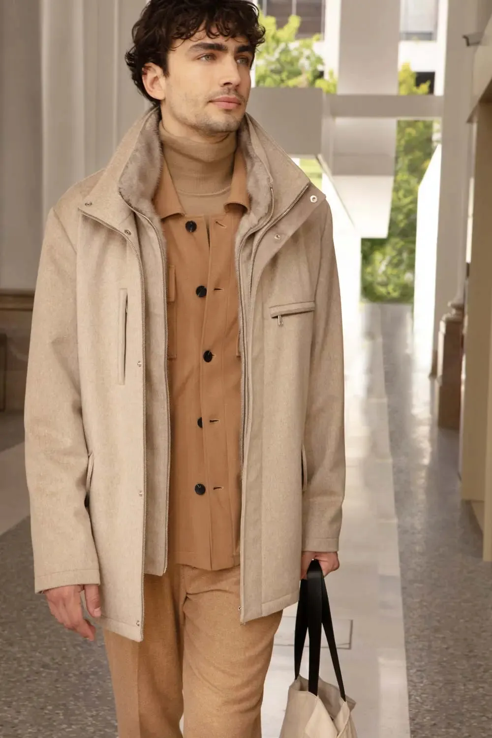 Mens mink collar coat