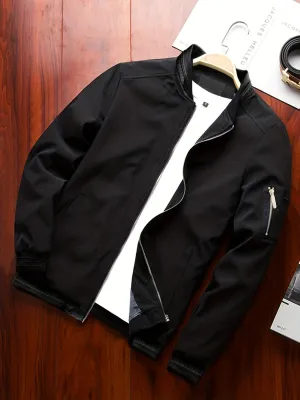 Men's Zipper Varsity Jackets Casual Slim Fit Baseball Coats