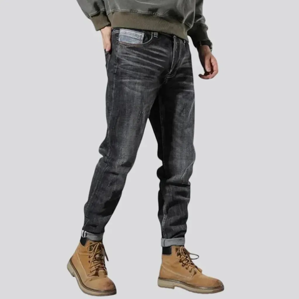 Mid rise tapered vintage jeans for men