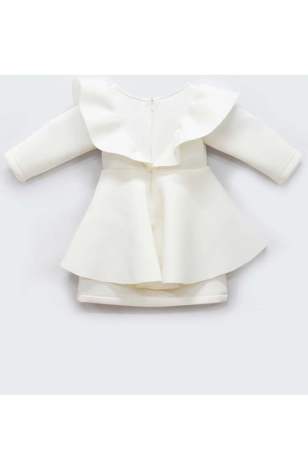 Off White Ruffle Bow Dress