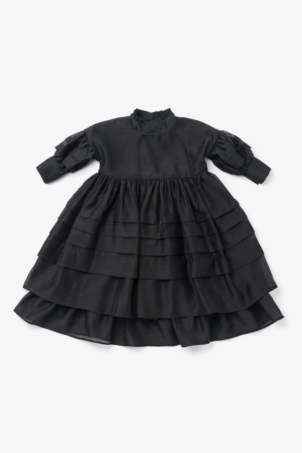 OMAMImini Layered Voile Girls Dress - Black