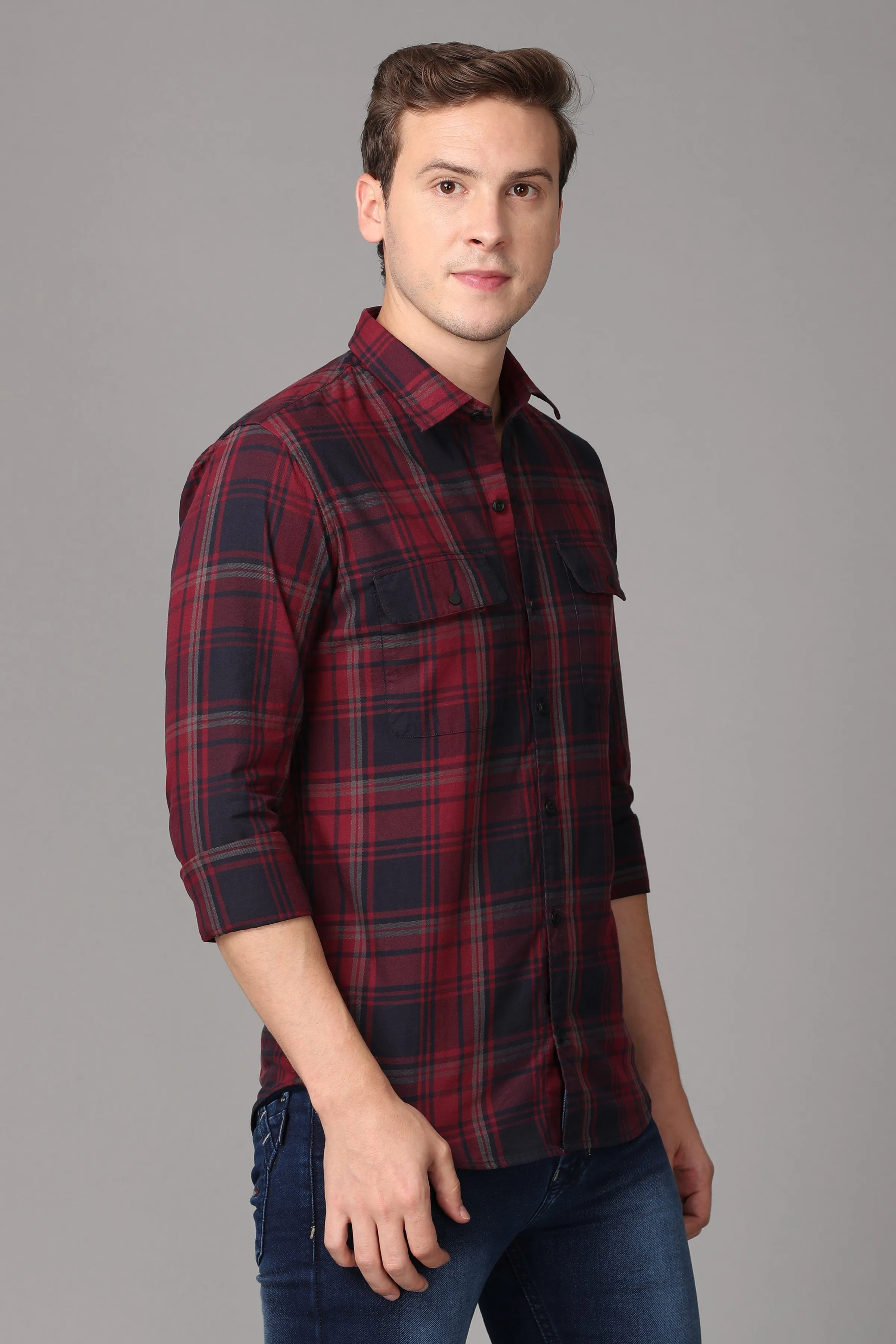 Red and Black Checked Casual Shirt