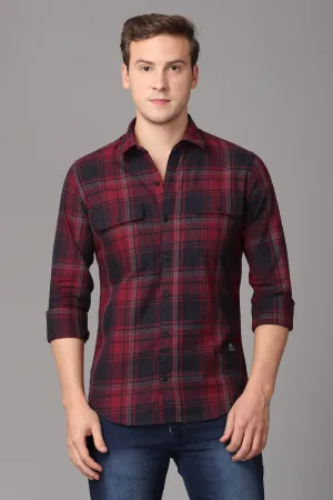 Red and Black Checked Casual Shirt