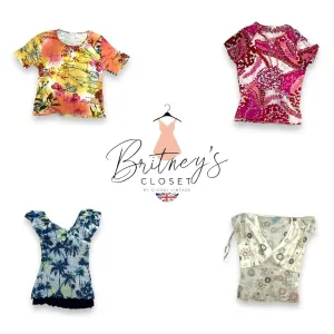 Retro Pattern Color Blast Mix Blouses - 15 Pieces ( BC-11-1 )