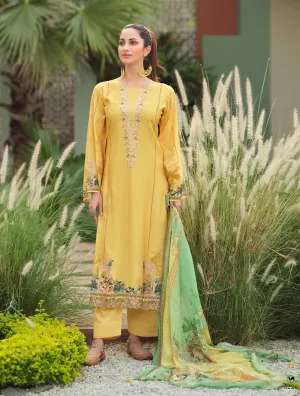 Sadhana Unstitched Women Cotton Suits Dress Material Yellow