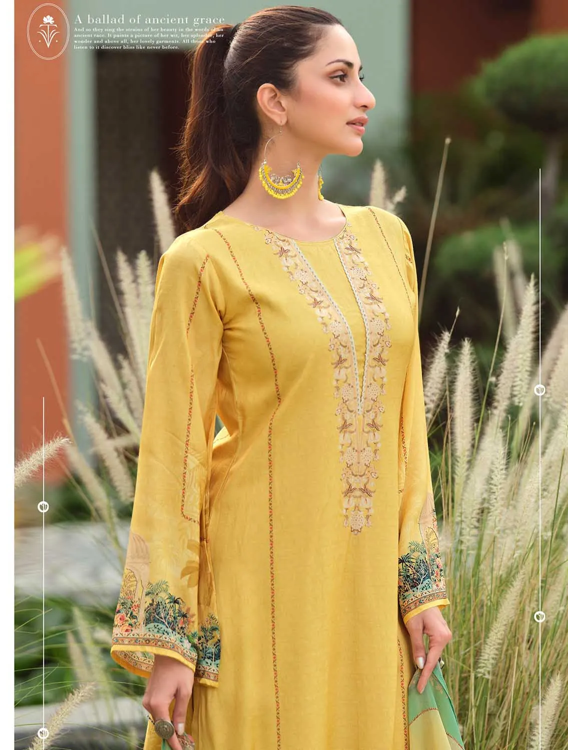 Sadhana Unstitched Women Cotton Suits Dress Material Yellow