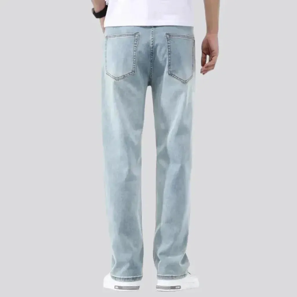 Stonewashed whiskered jeans
 for men