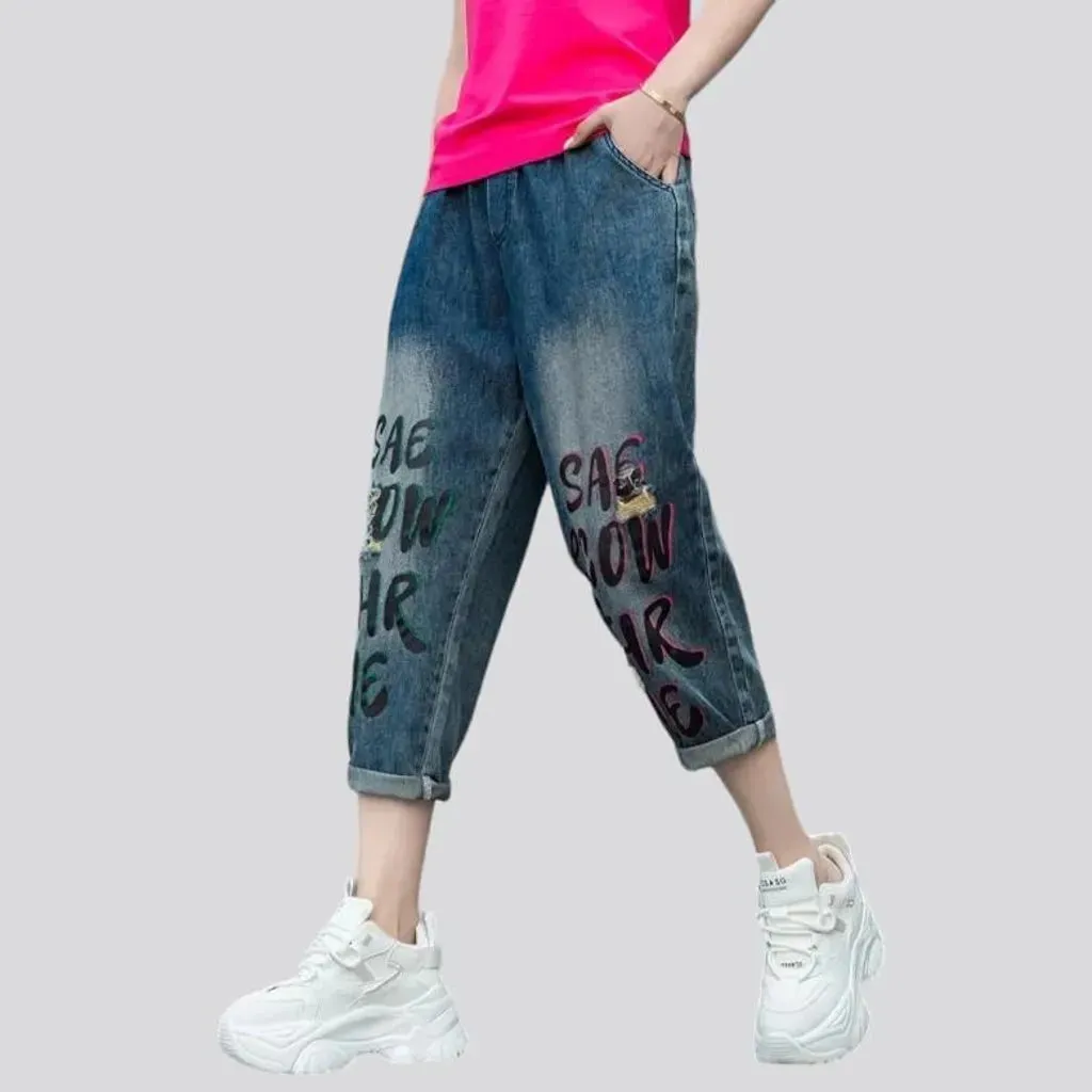 Stonewashed women's jeans pants