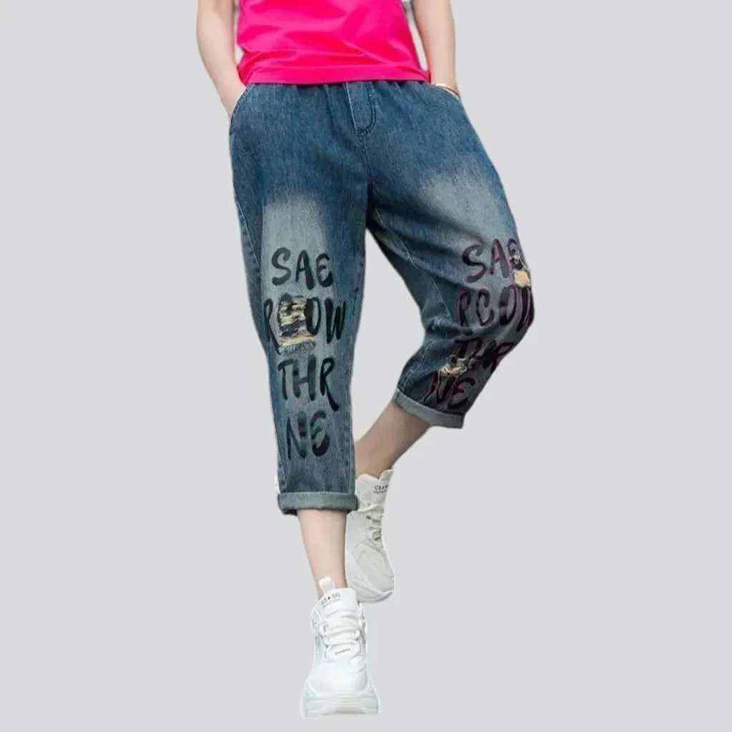 Stonewashed women's jeans pants