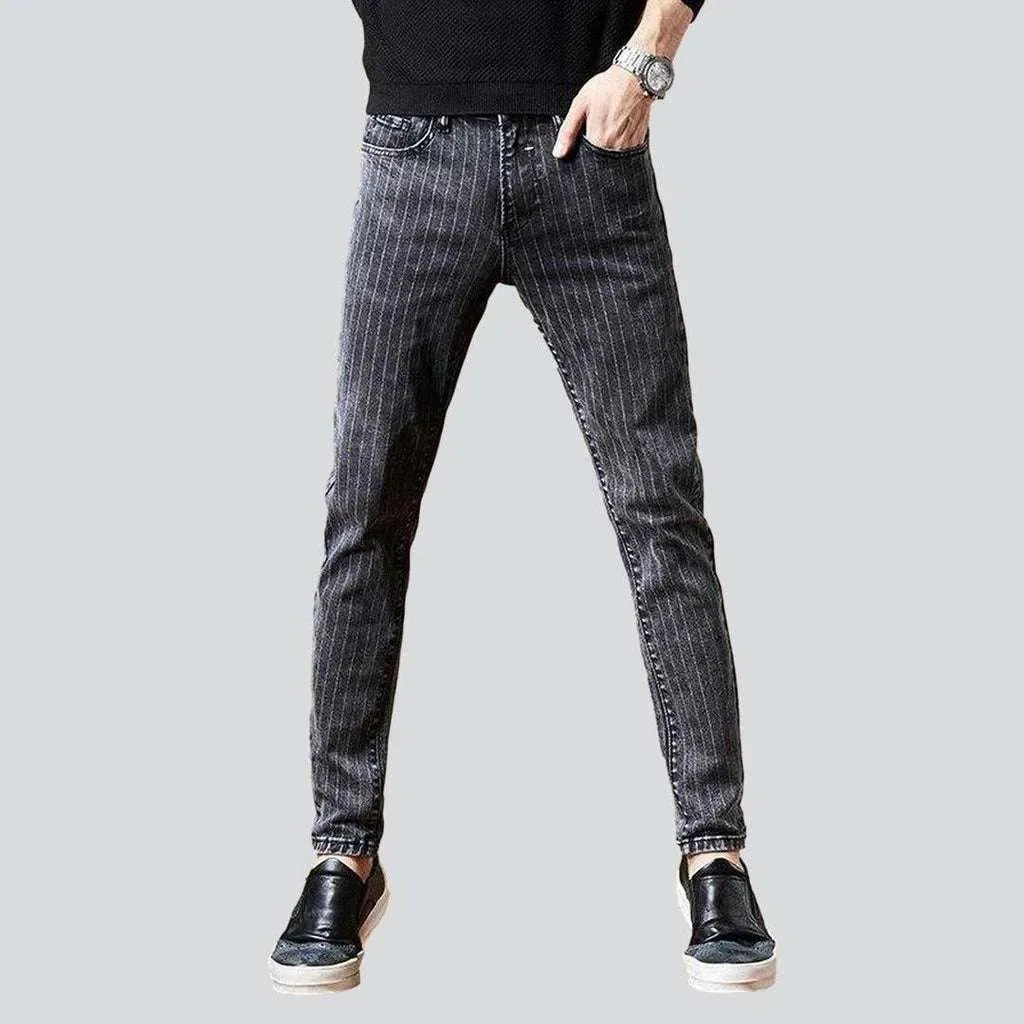 Striped grey jeans for men