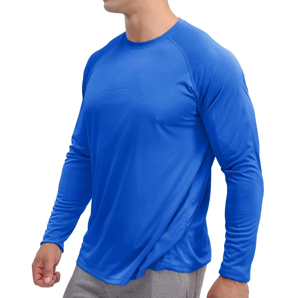 Sun Protection T-shirts Summer UPF 50  Men's Long Sleeve Quick Dry Athlectic Sports Hiking Performance T-shirts Tee Tops