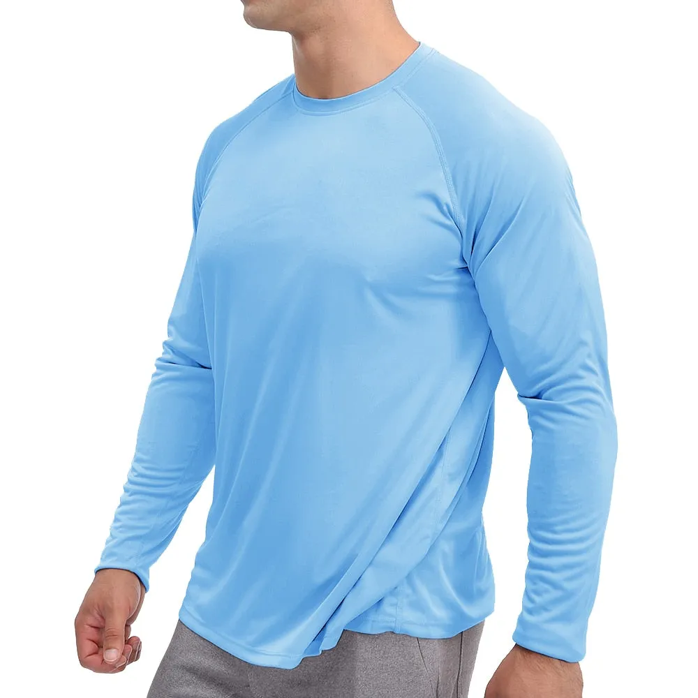 Sun Protection T-shirts Summer UPF 50  Men's Long Sleeve Quick Dry Athlectic Sports Hiking Performance T-shirts Tee Tops