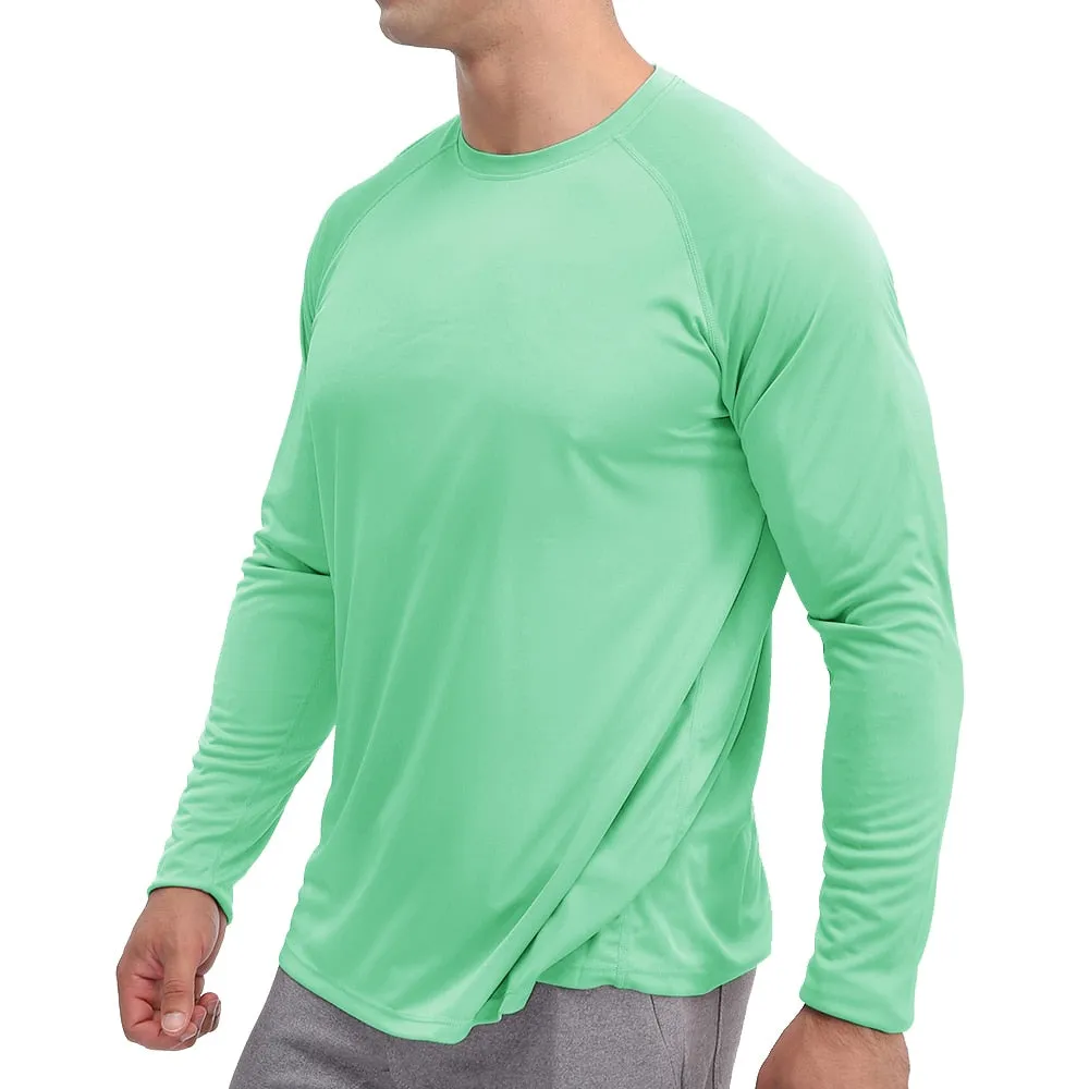 Sun Protection T-shirts Summer UPF 50  Men's Long Sleeve Quick Dry Athlectic Sports Hiking Performance T-shirts Tee Tops