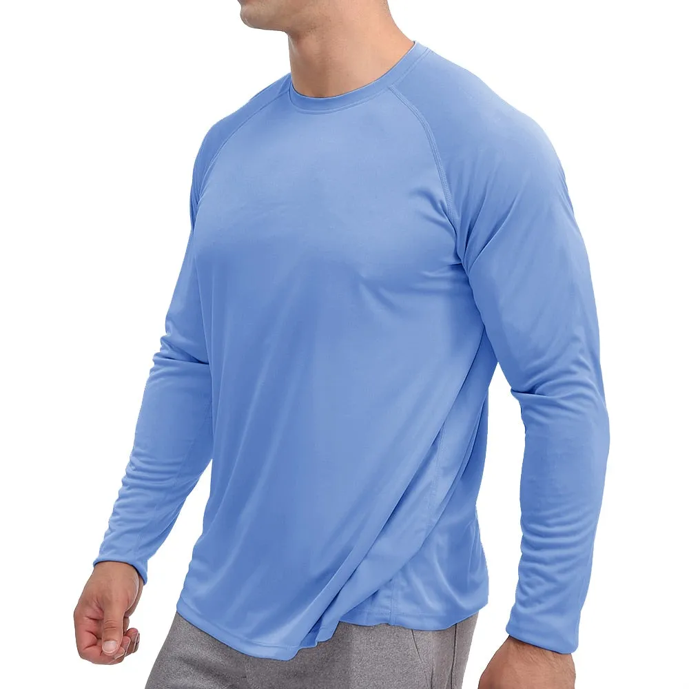 Sun Protection T-shirts Summer UPF 50  Men's Long Sleeve Quick Dry Athlectic Sports Hiking Performance T-shirts Tee Tops