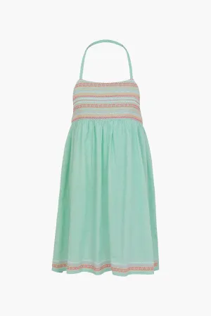 Sunuva Aqua Embroidered Halter Neck Girls Dress