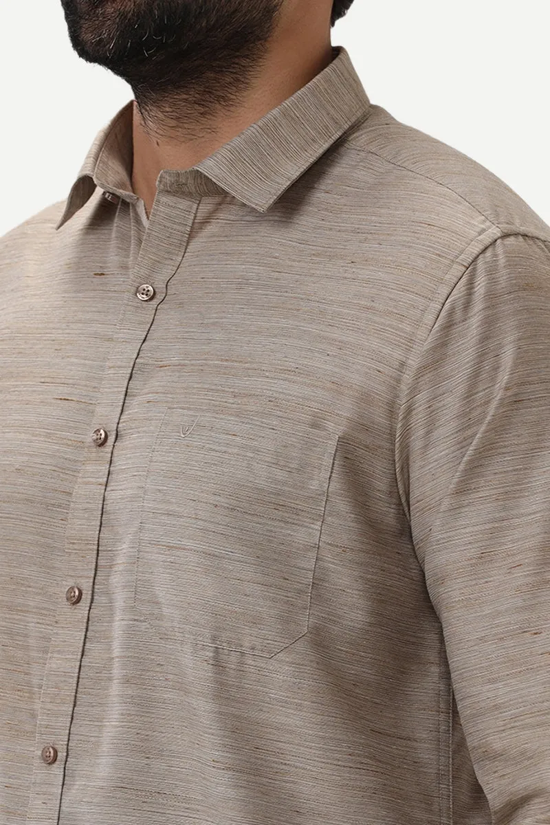 Swaraj - Sand Brown Silk Shirts For Men | Uathayam