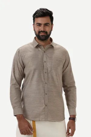 Swaraj - Sand Brown Silk Shirts For Men | Uathayam