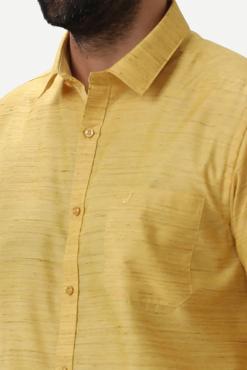 Swaraj - Yellow Silk Shirts For Men | Uathayam