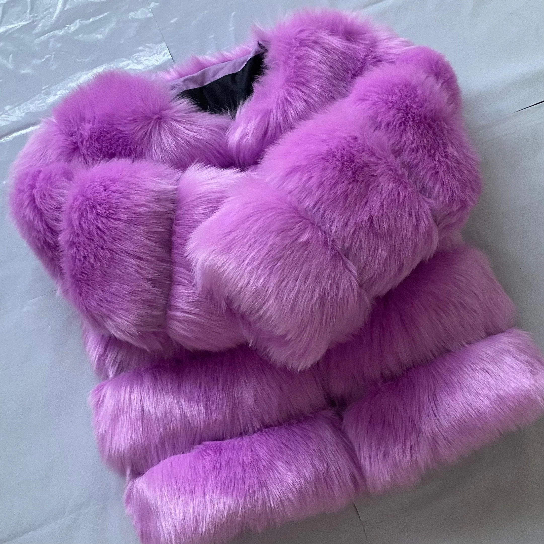 Violet Faux Fur Classic 5 Row Jacket