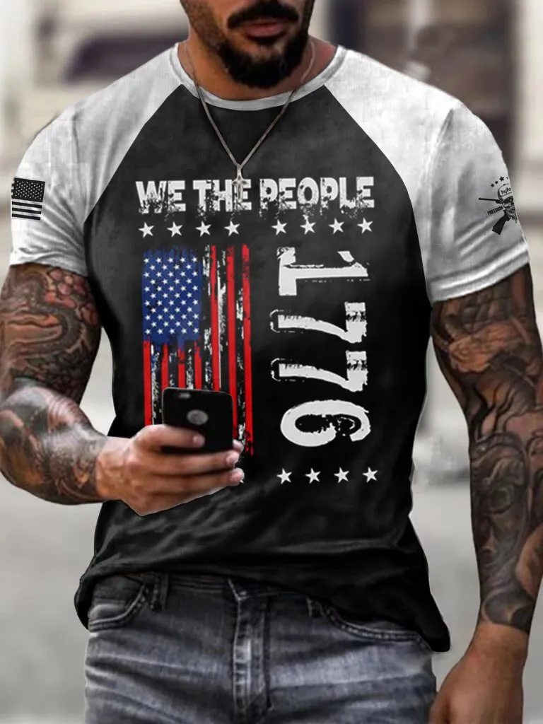 We The People Shirt Patriotic Raglan Graphic Tee