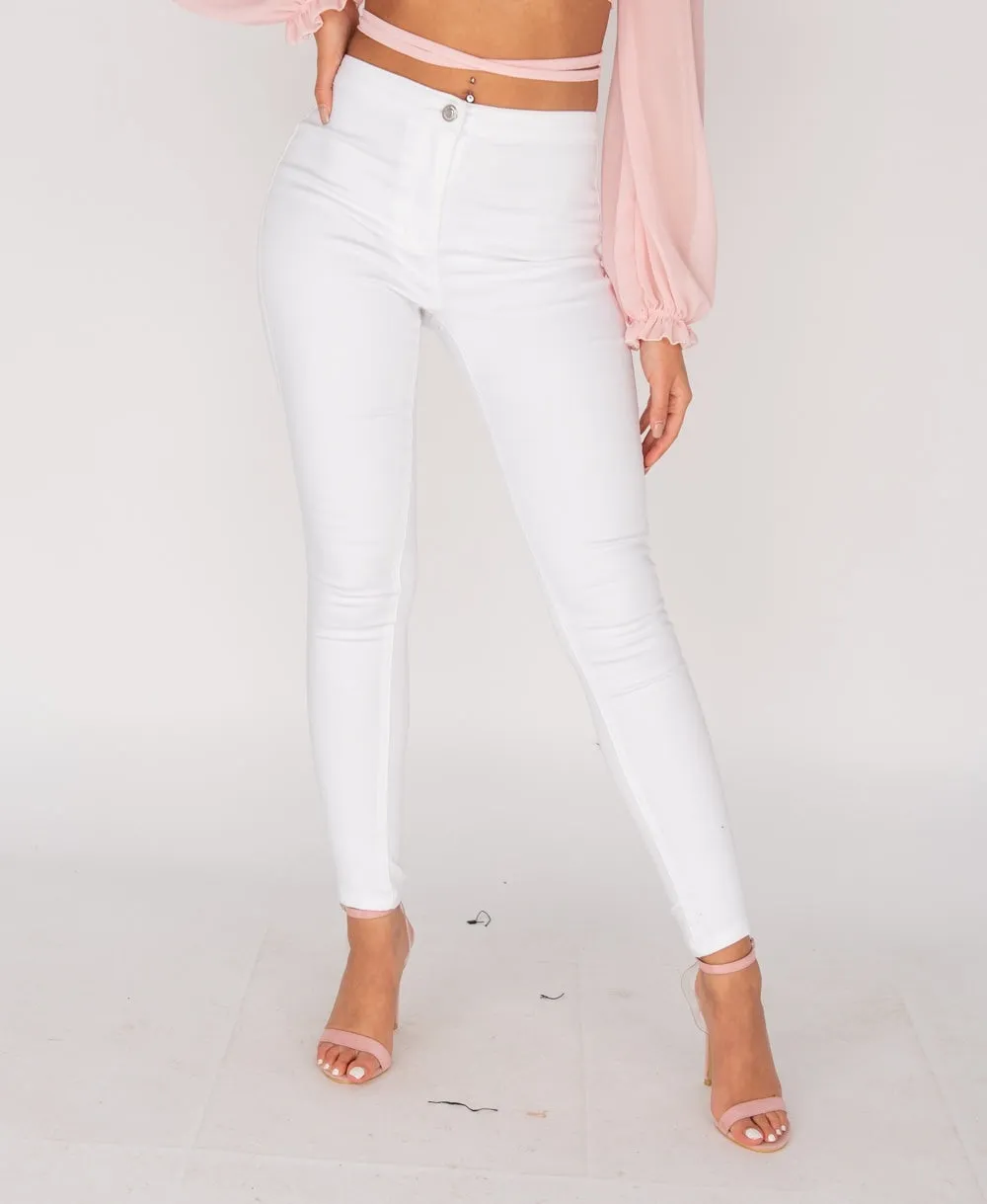 White High Waisted Skinny Jegging