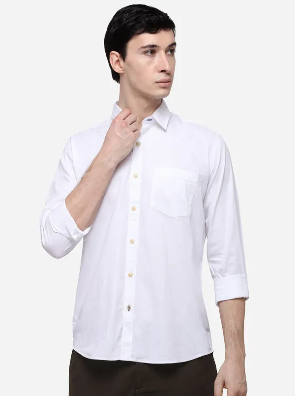 White Tailored Fit Solid Casual Shirt | JadeBlue