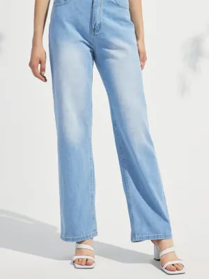 Wide Leg High Waist Pocket Denim Jeans