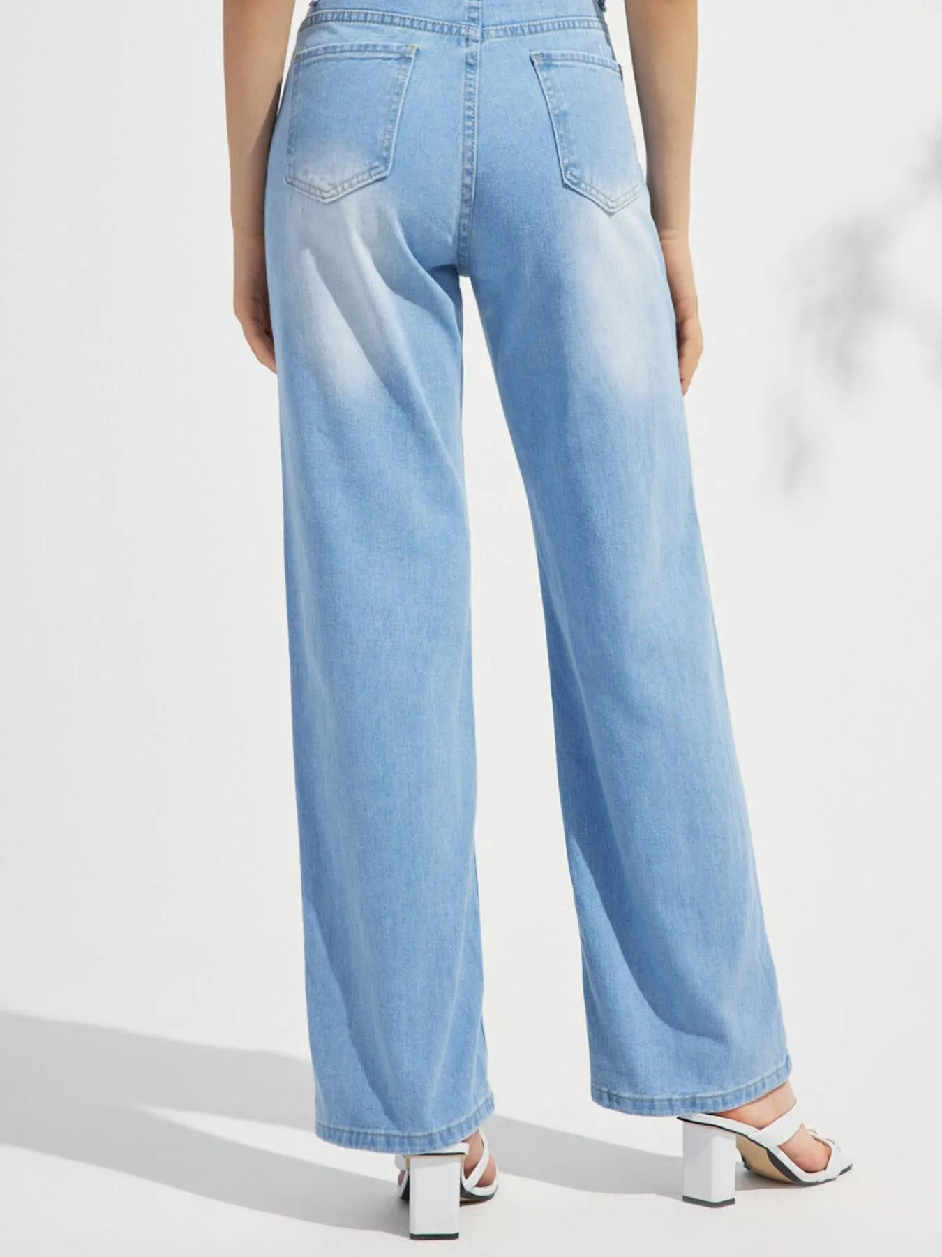 Wide Leg High Waist Pocket Denim Jeans