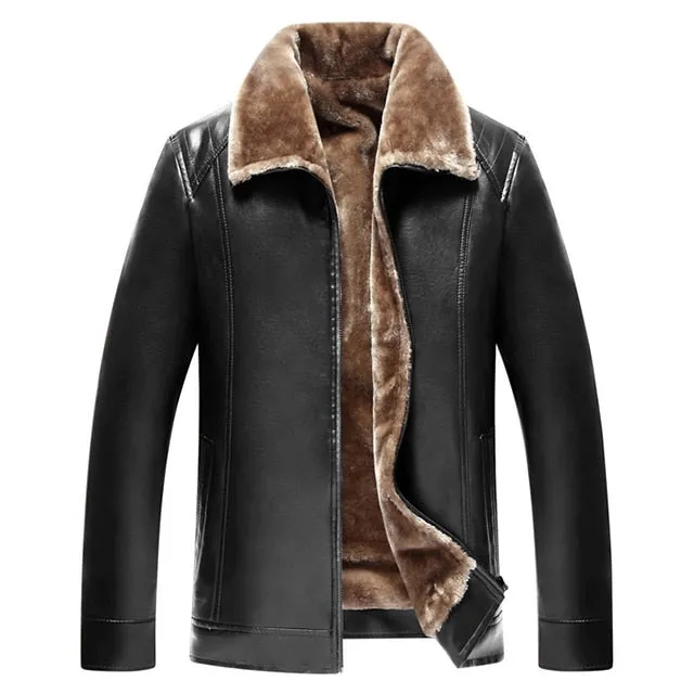 Winter Fur Leather Jacket Mens Plus Size 5XL Suede Leather Jackets Men Faux Fur Thick Warm Long Suede Jacket