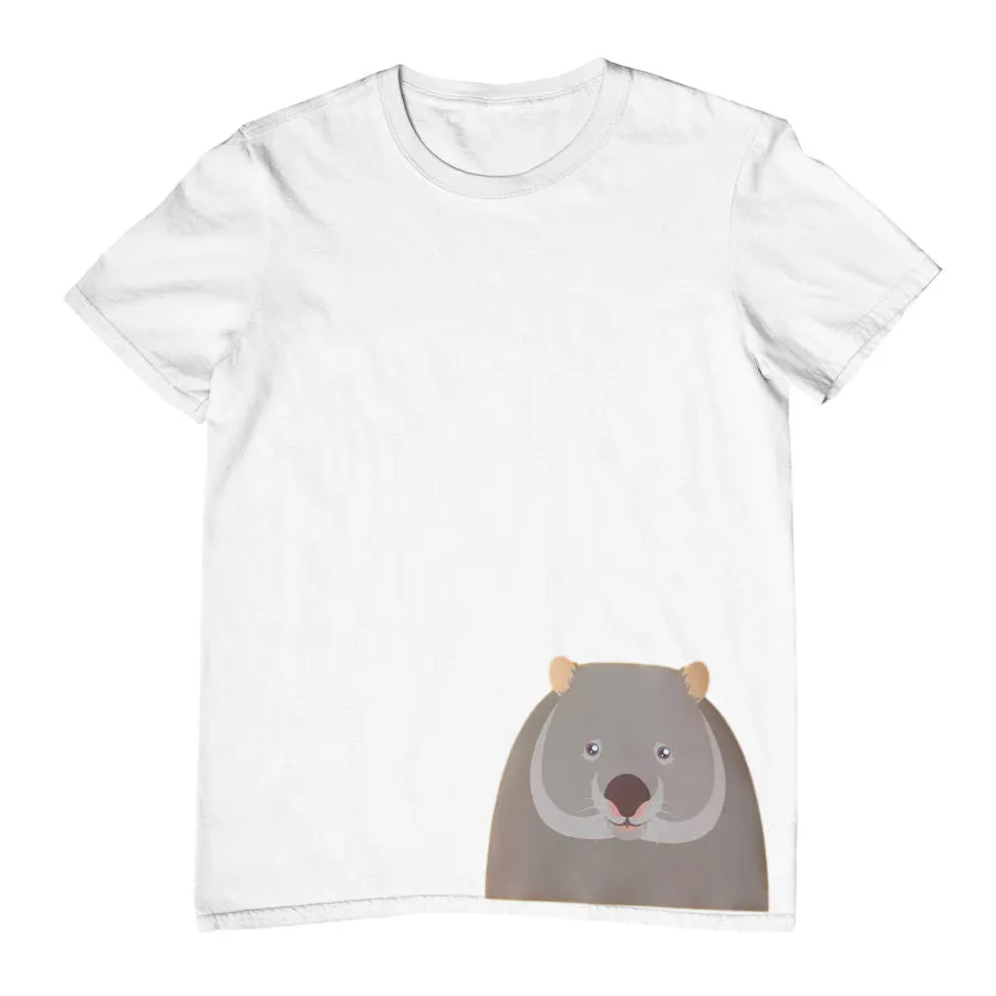 Wombat Face Hem Print Childrens T-Shirt (Various Colours)