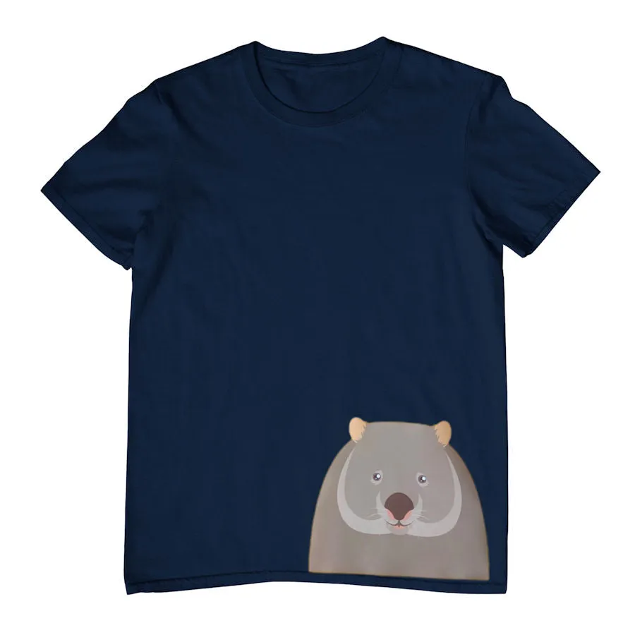 Wombat Face Hem Print Childrens T-Shirt (Various Colours)