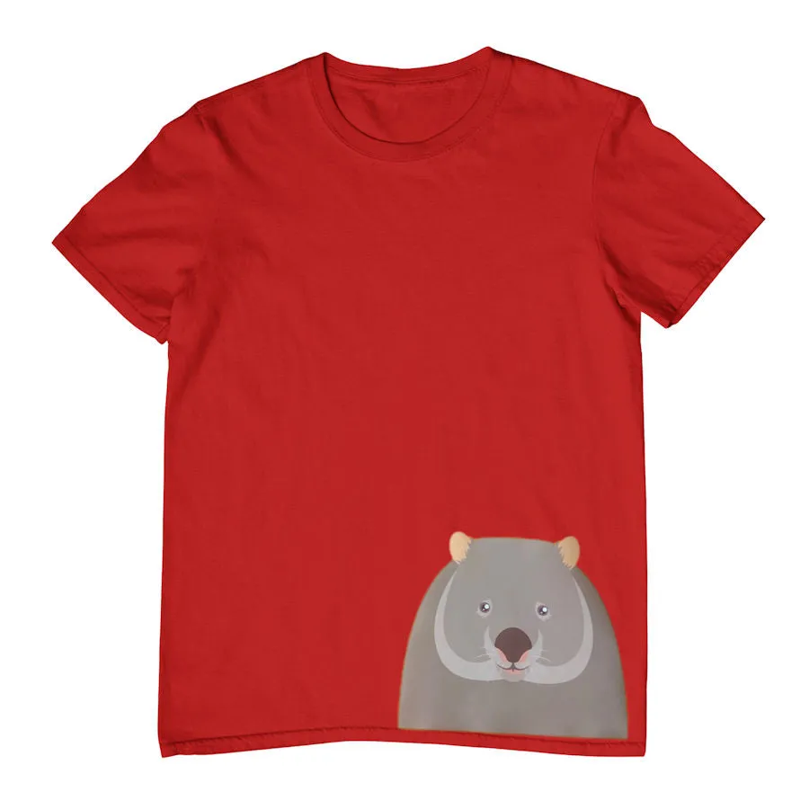 Wombat Face Hem Print Childrens T-Shirt (Various Colours)