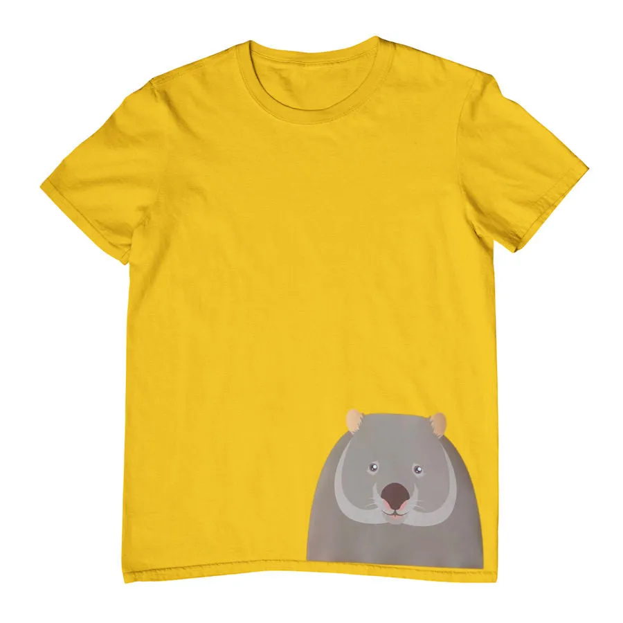 Wombat Face Hem Print Childrens T-Shirt (Various Colours)