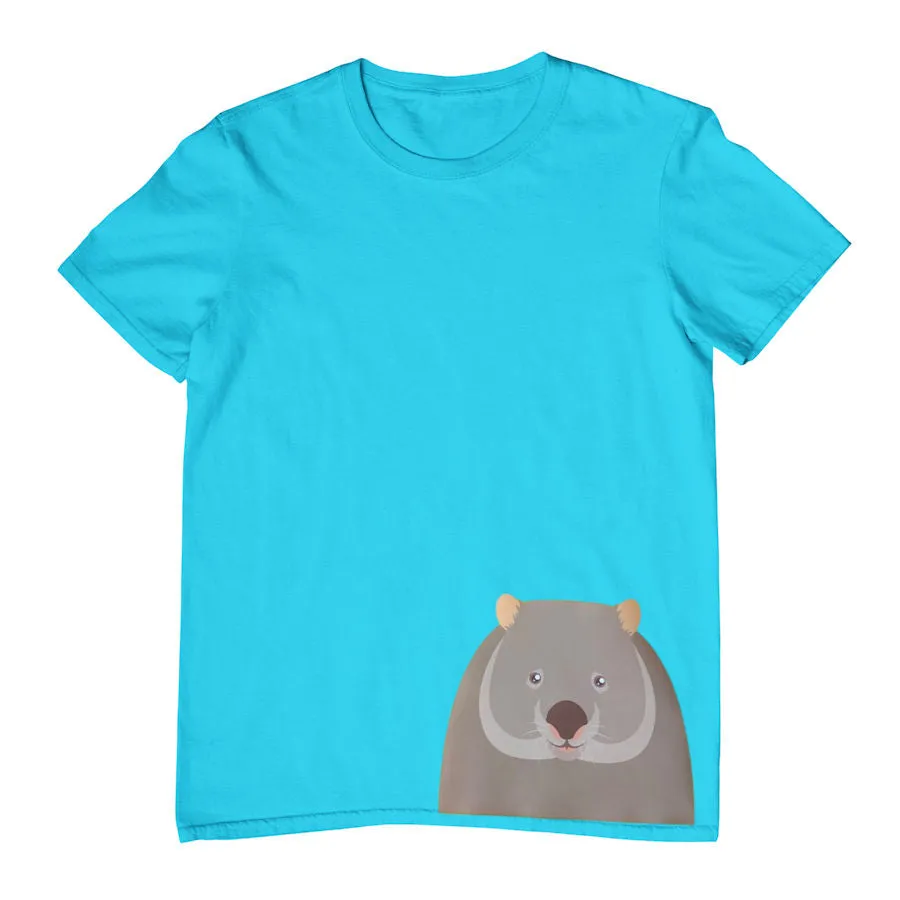 Wombat Face Hem Print Childrens T-Shirt (Various Colours)