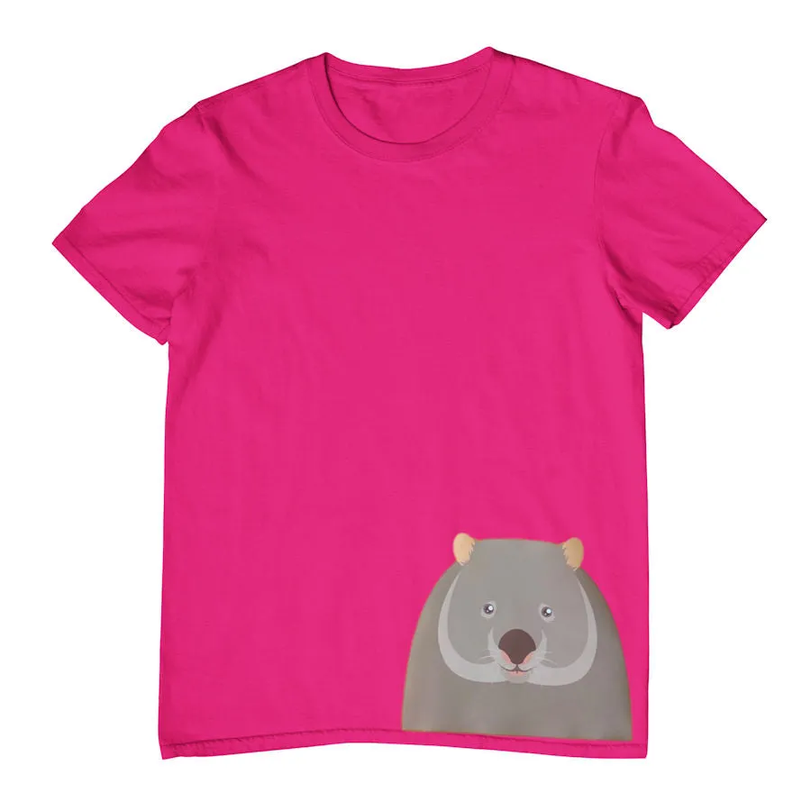 Wombat Face Hem Print Childrens T-Shirt (Various Colours)