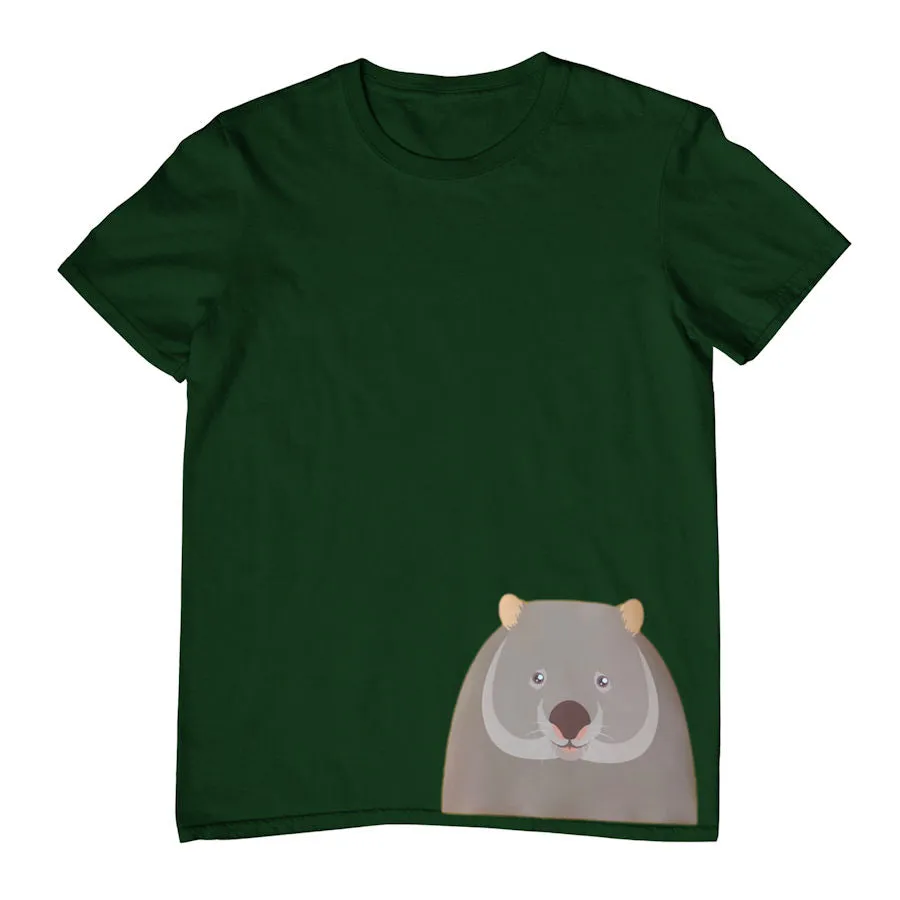 Wombat Face Hem Print Childrens T-Shirt (Various Colours)